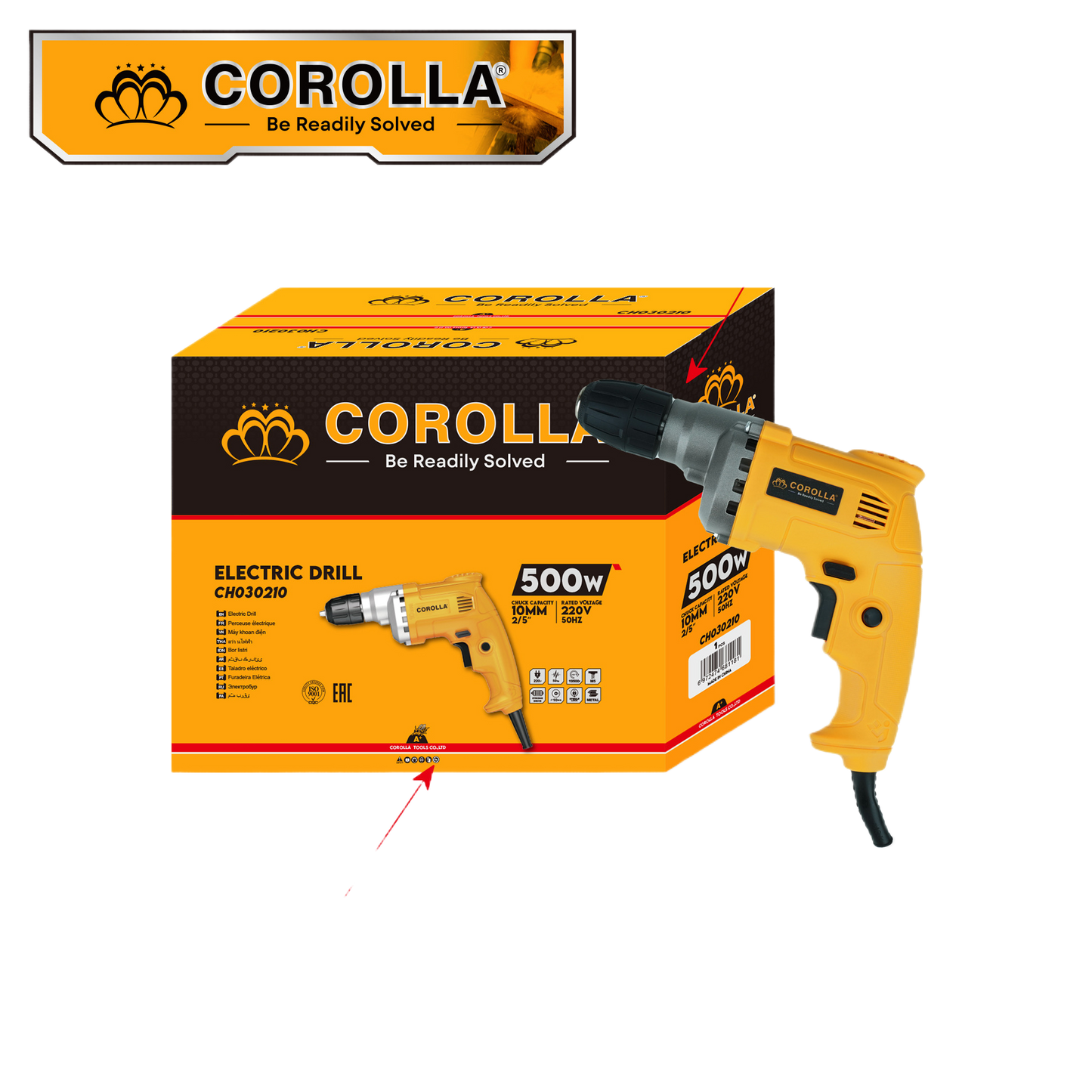 Electric Drill with Self-Locking Chuck and Adjustable Speed