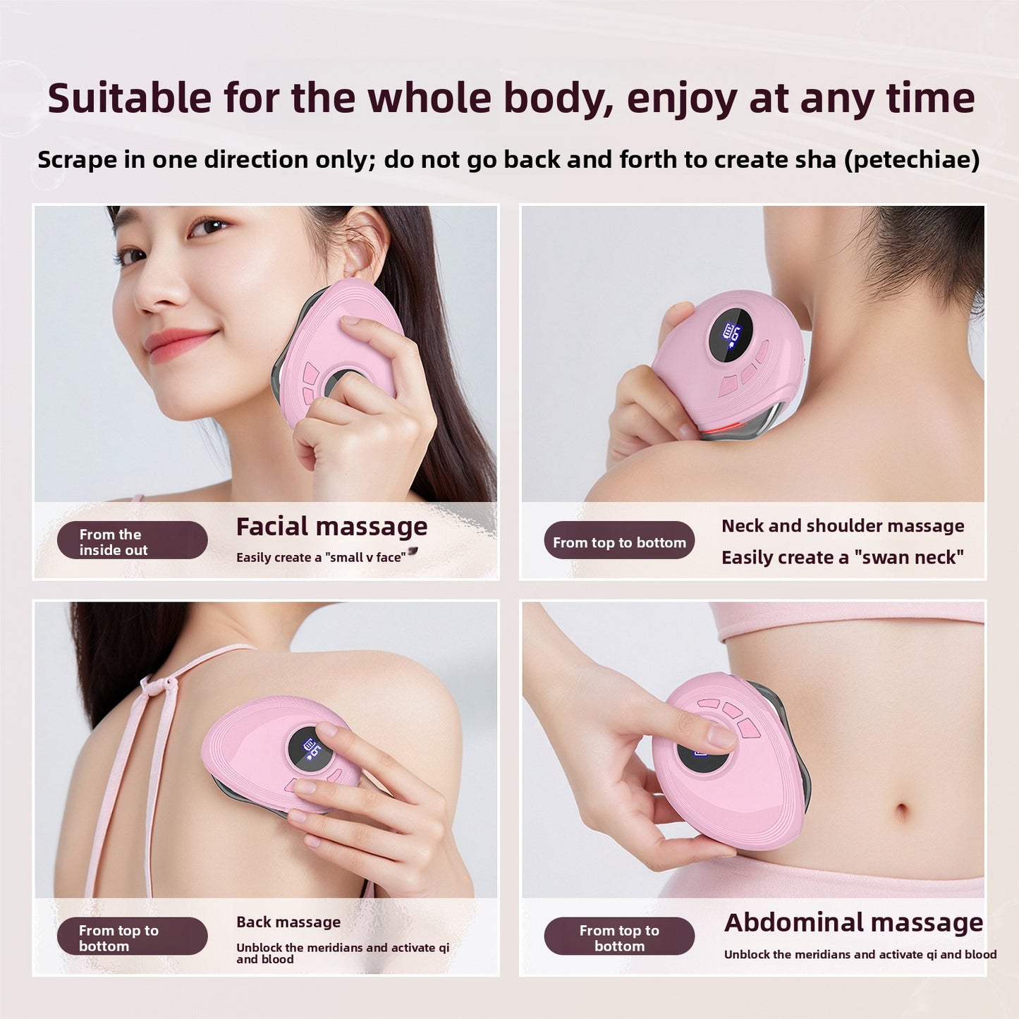 Electric Facial and Body Scraping Massager with Light Therapy