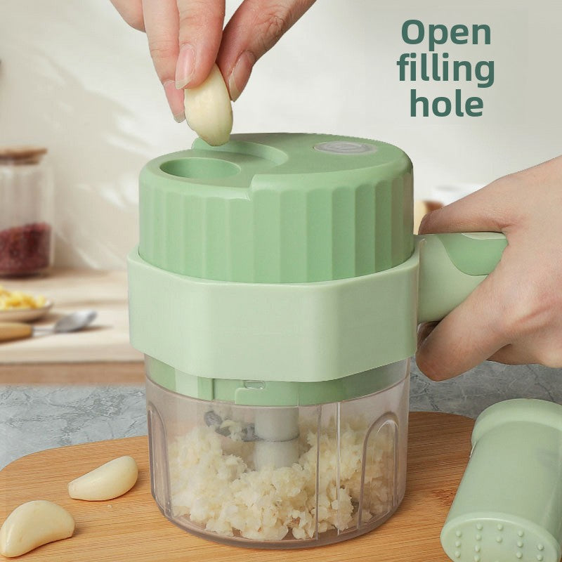 Electric garlic mashing gadget