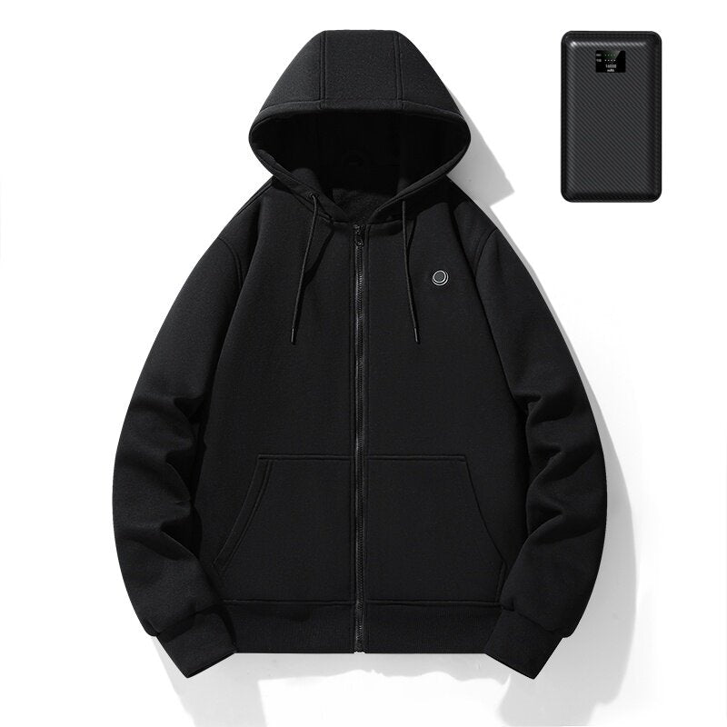 Electric Heating Fleece Hooded Cardigan