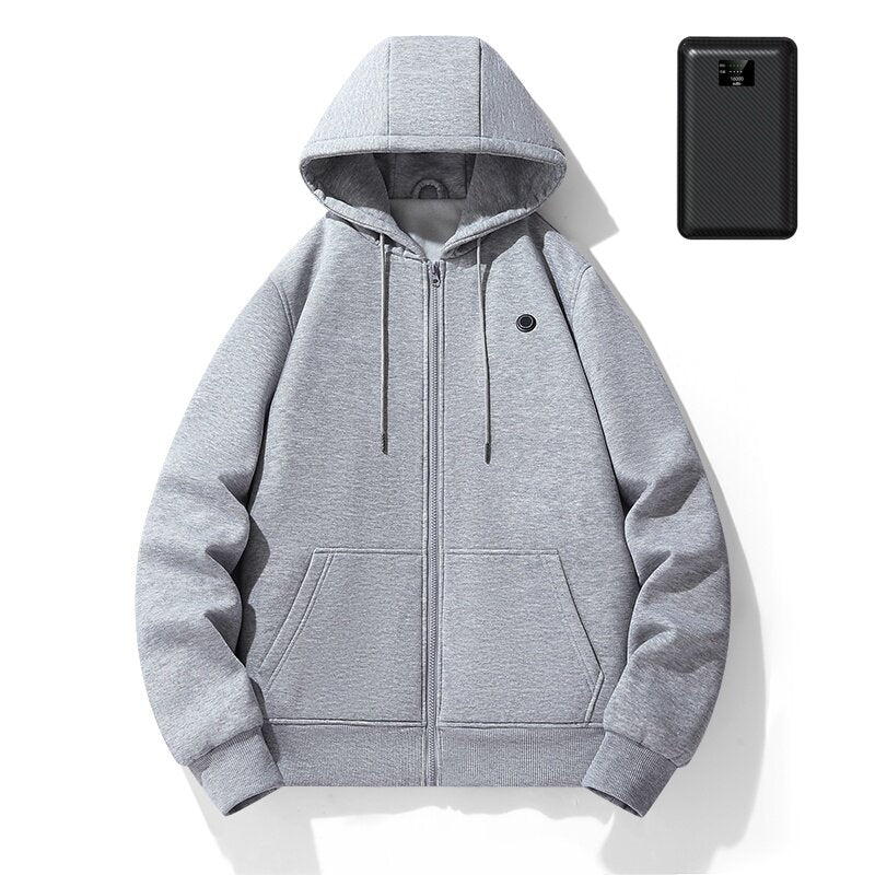Electric Heating Fleece Hooded Cardigan