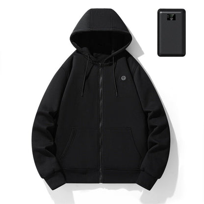 Electric Heating Fleece Hooded Cardigan