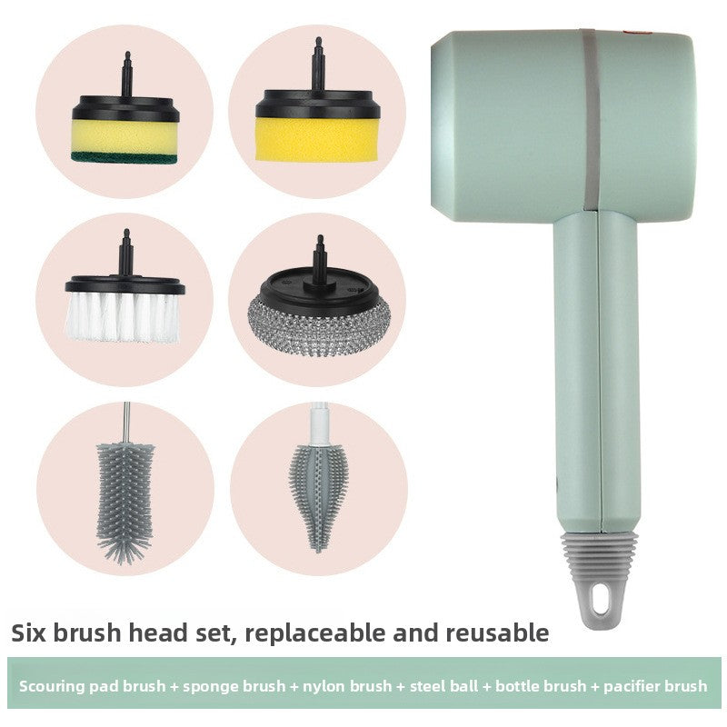 Electric Household Cleaning Brush with Replaceable Heads
