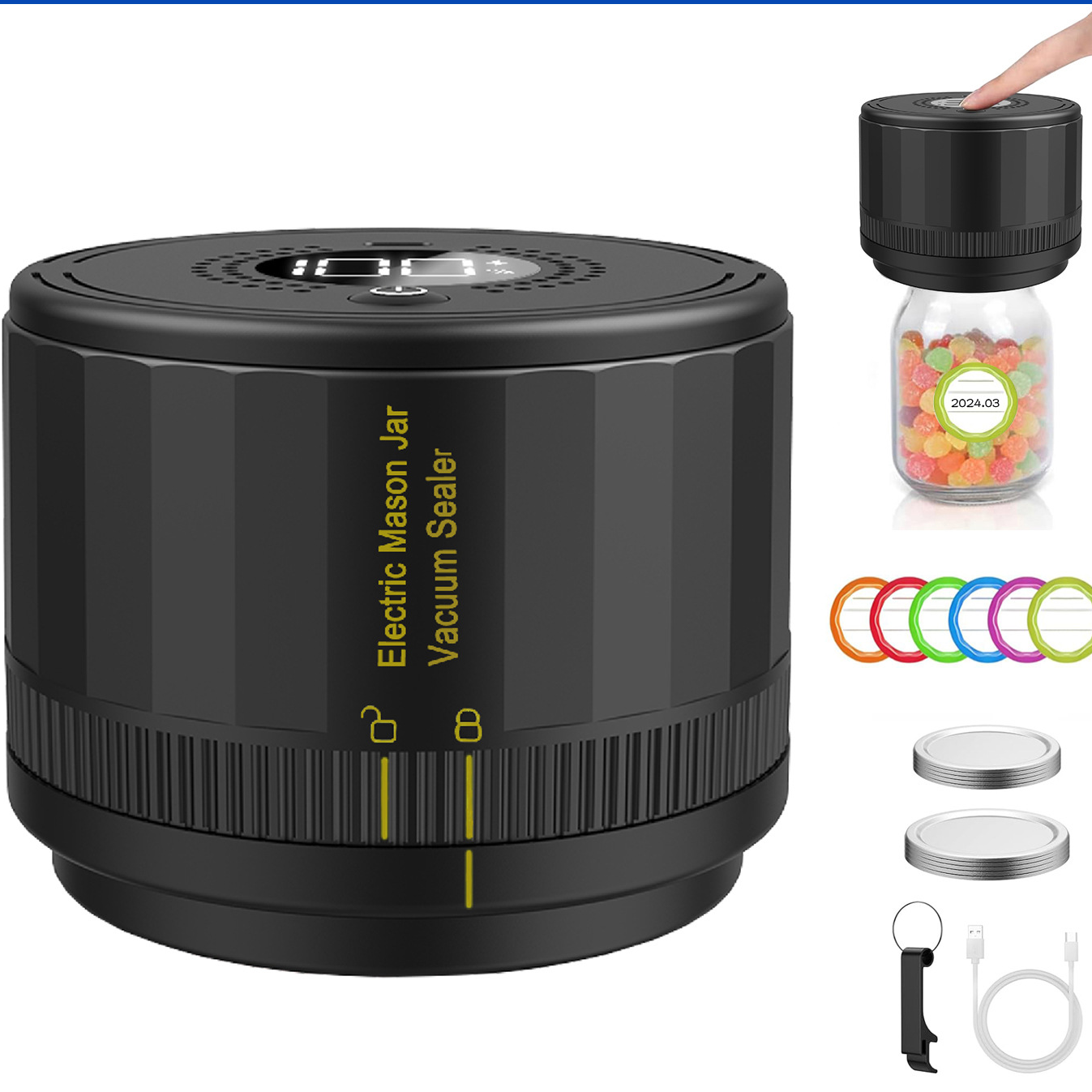 Electric Mason Jar Vacuum Sealer USB Rechargeable