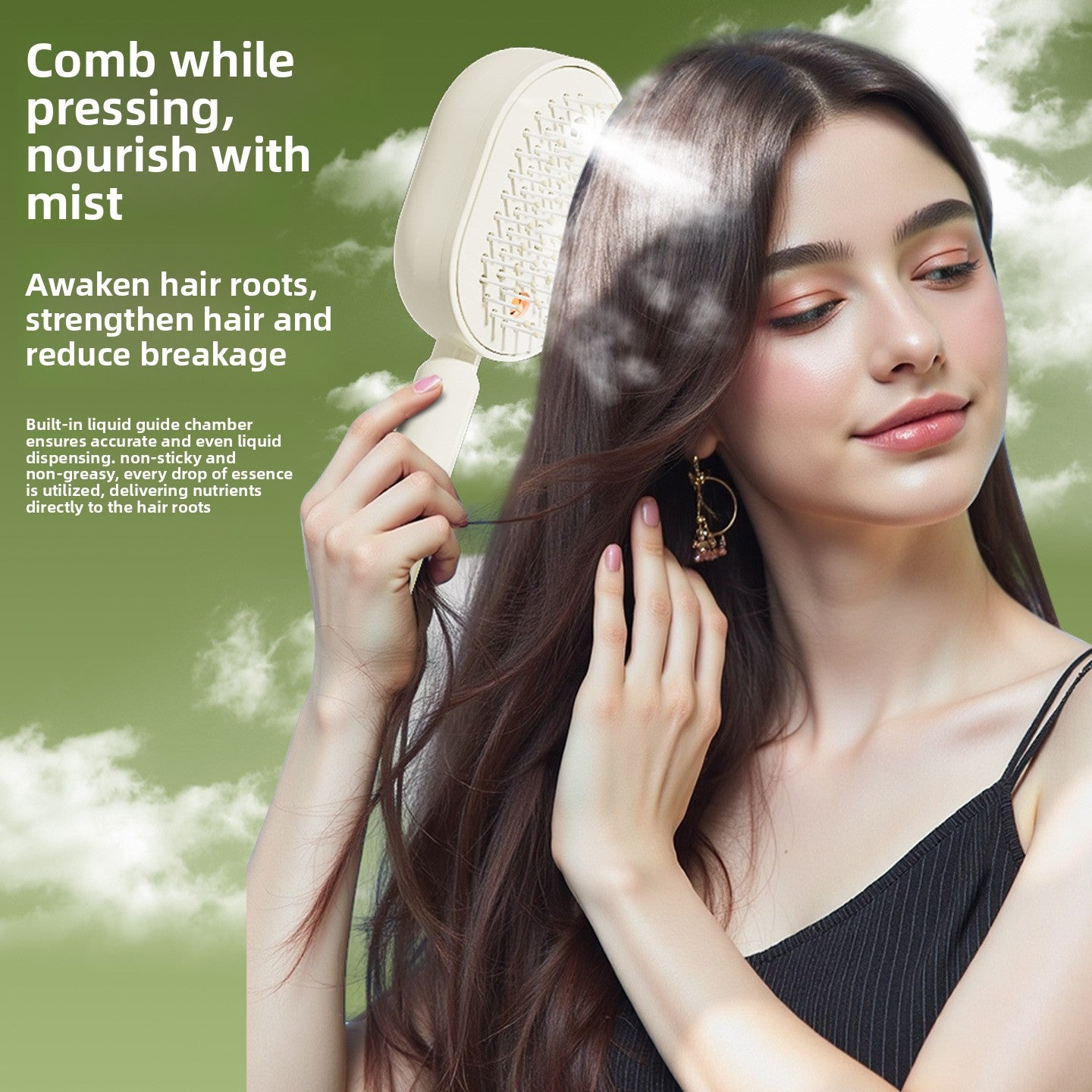 Electric Mist Hair Care Comb with Red Light and Self-Cleaning
