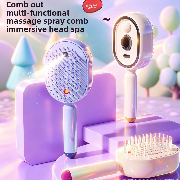 Electric Mist Spray Massage Hair Comb with Essential Oil Atomization