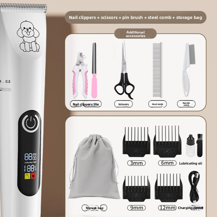 Electric Pet Hair Trimmer with Digital Display