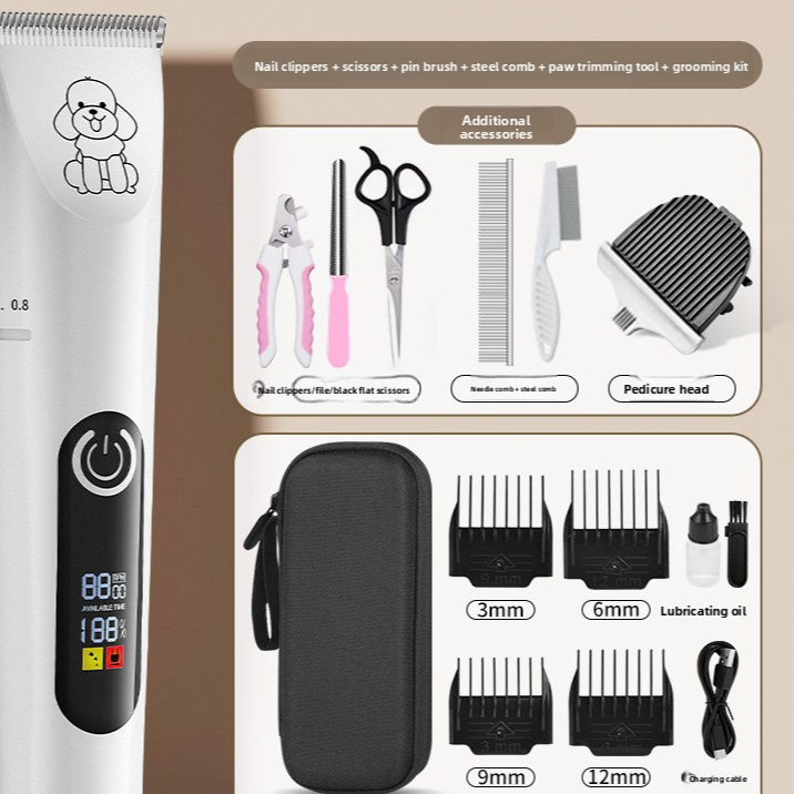 Electric Pet Hair Trimmer with Digital Display
