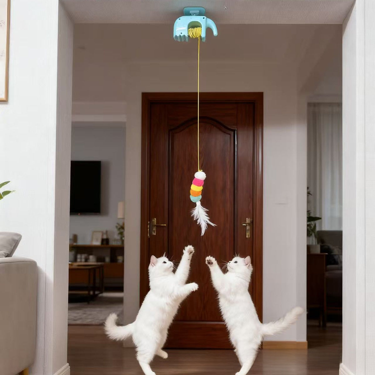Electric Rotating Cat Toy with Feathers