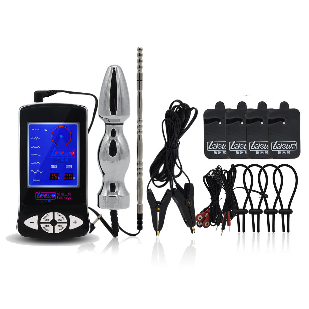 Electric Stimulation Adult Toy Set with Anal Plug and Penis Ring