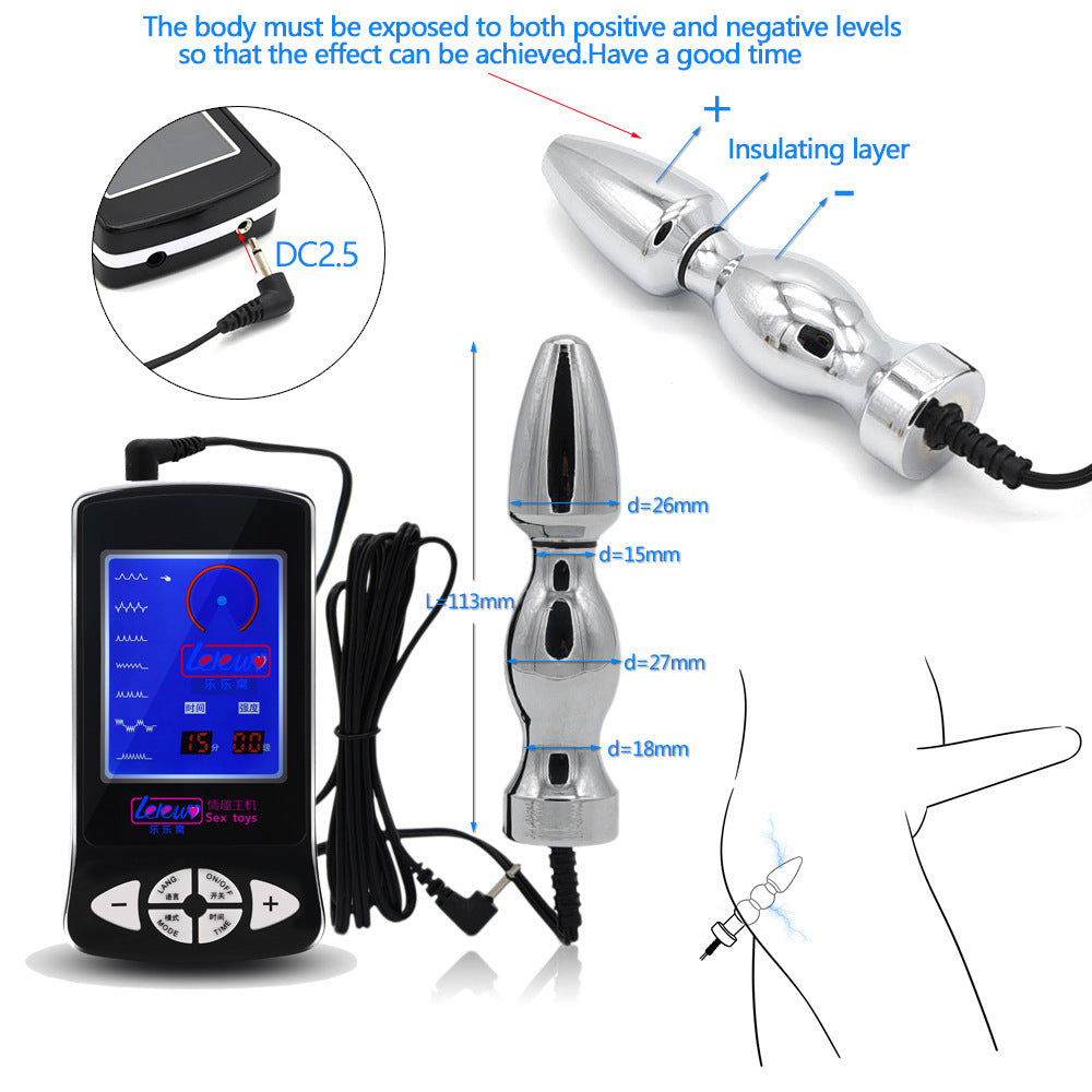 Electric Stimulation Adult Toy Set with Anal Plug and Penis Ring