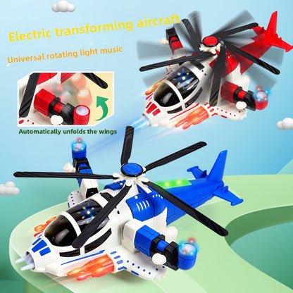 Electric transforming aircraft children's toy