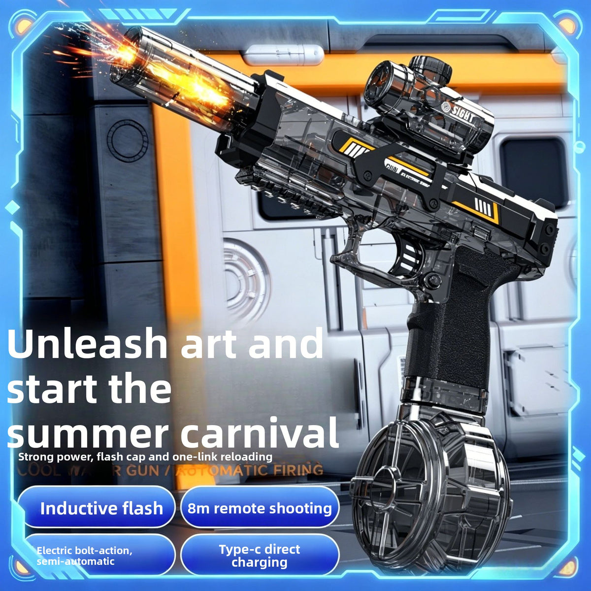 Electric Water Gun Toy with Light Effect
