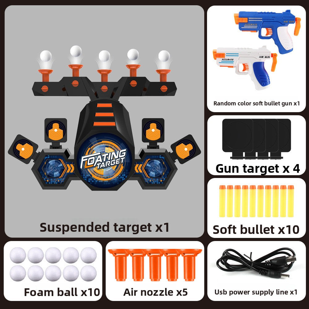 Electrically-powered suspended target soft-bullet gun toy