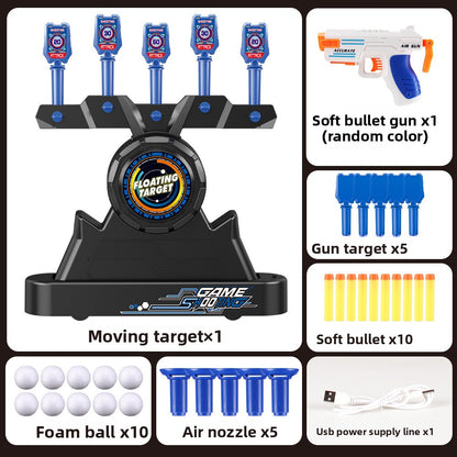 Electrically-powered suspended target soft-bullet gun toy