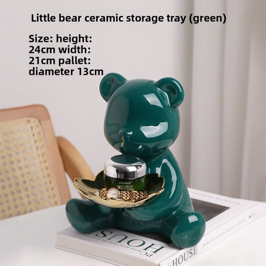 Electroplated Ceramic Bear Decorative Storage Tray