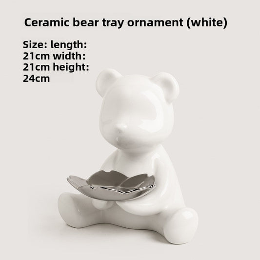 Electroplated Ceramic Bear Decorative Storage Tray