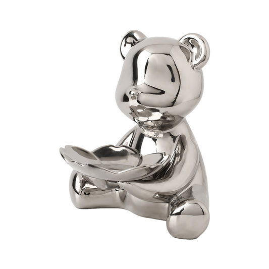 Electroplated Ceramic Bear Decorative Storage Tray