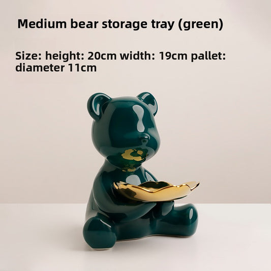 Electroplated Ceramic Bear Decorative Storage Tray