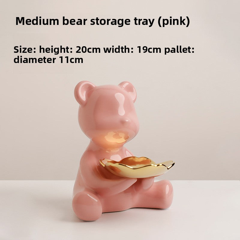 Electroplated Ceramic Bear Decorative Storage Tray