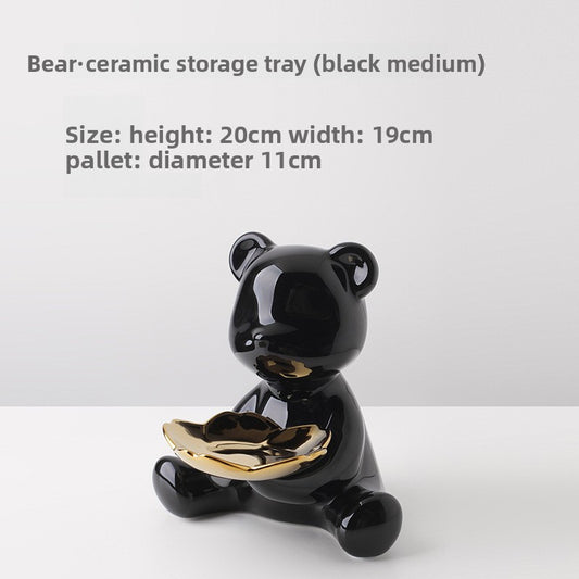 Electroplated Ceramic Bear Decorative Storage Tray