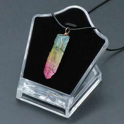 Electroplated Crystal Wire Wrapped Pendant