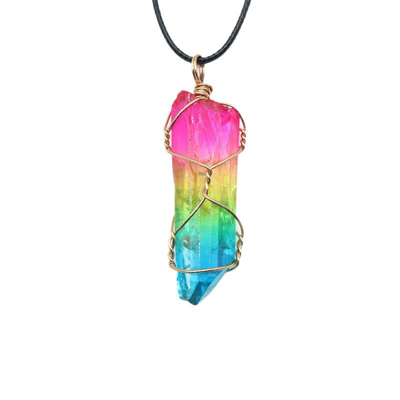 Electroplated Crystal Wire Wrapped Pendant