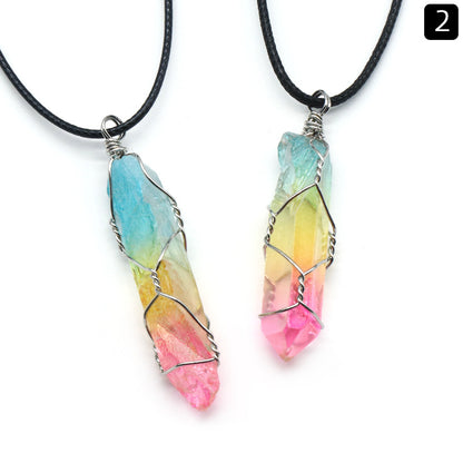 Electroplated Crystal Wire Wrapped Pendant