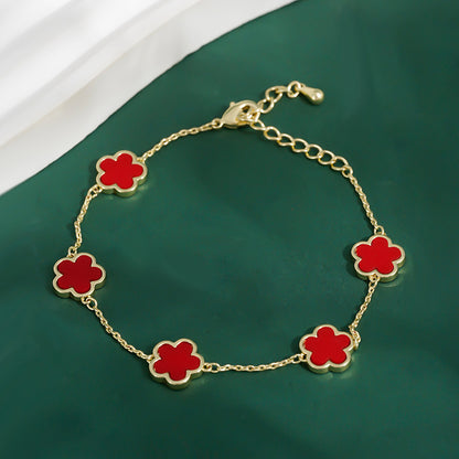 Electroplated five-petal flower bracelet