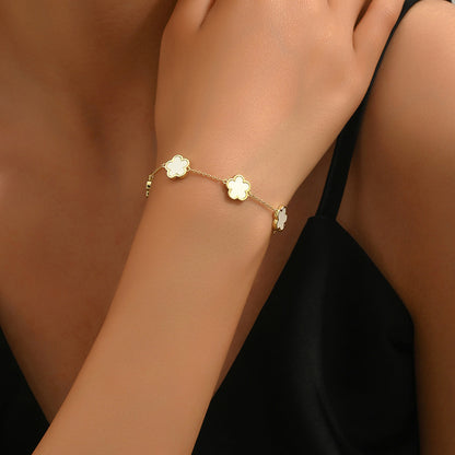 Electroplated five-petal flower bracelet