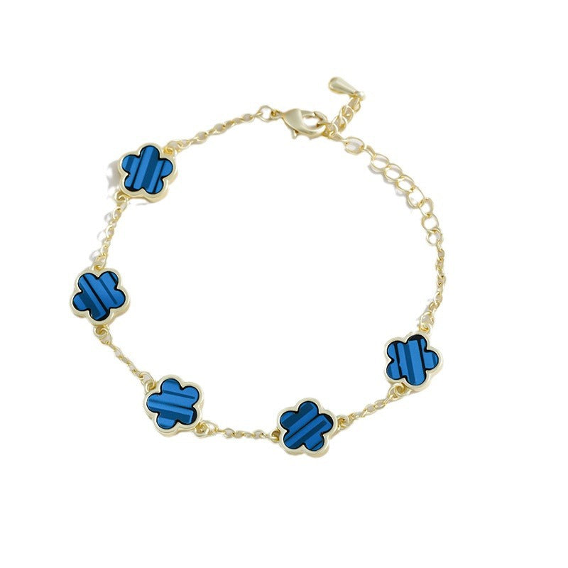 Electroplated five-petal flower bracelet