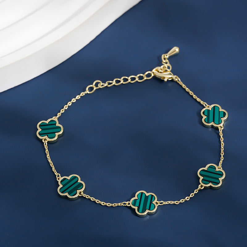 Electroplated five-petal flower bracelet