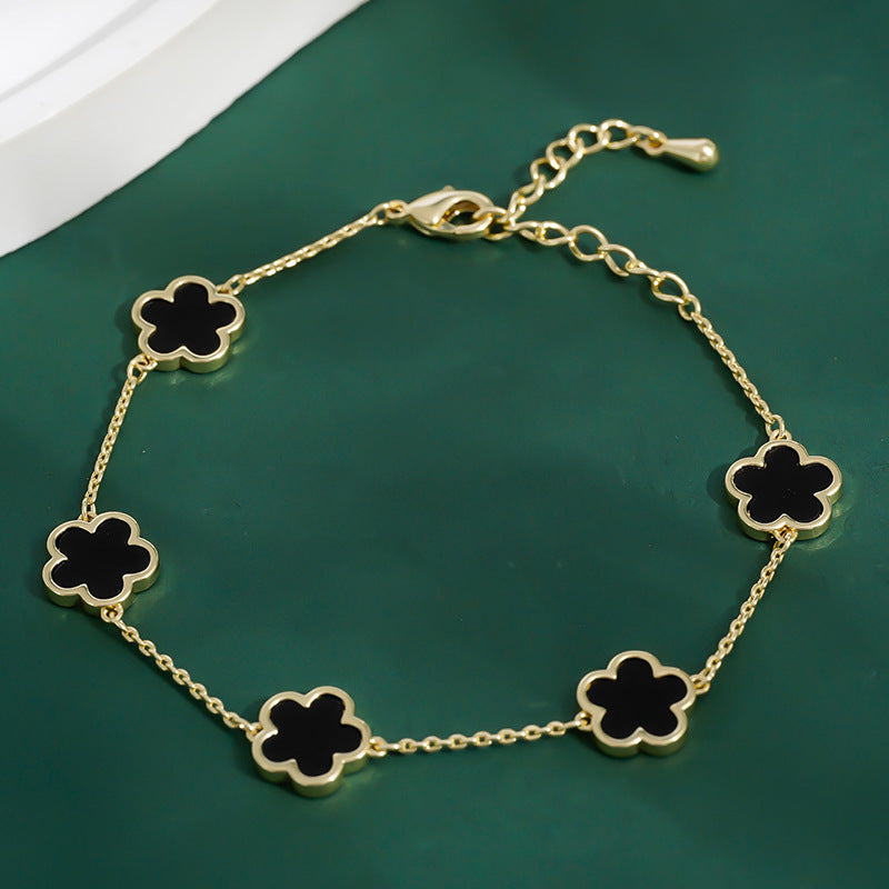 Electroplated five-petal flower bracelet