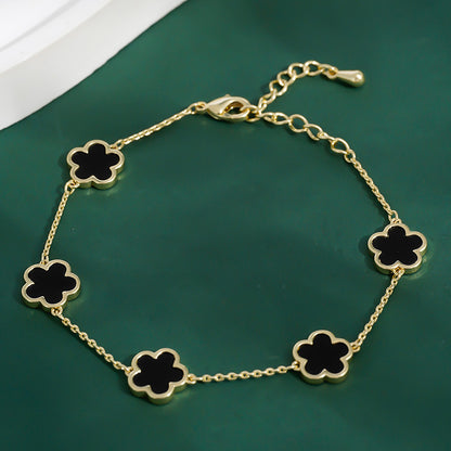 Electroplated five-petal flower bracelet