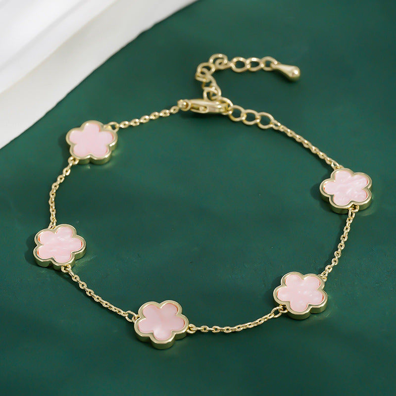 Electroplated five-petal flower bracelet