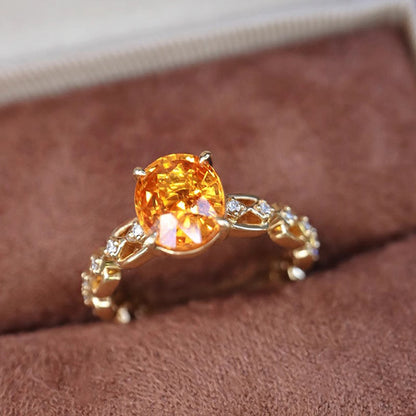 Electroplated Gold Adjustable Open Ring with Floral Design
