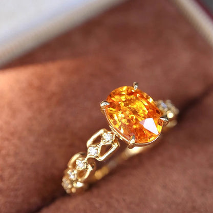 Electroplated Gold Adjustable Open Ring with Floral Design