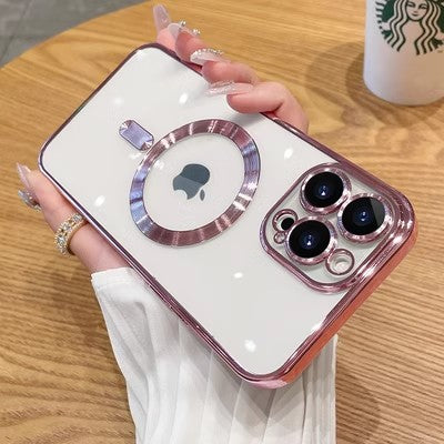 Electroplated Magnetic Phone Case for iPhone Transparent Anti-Fall Cover