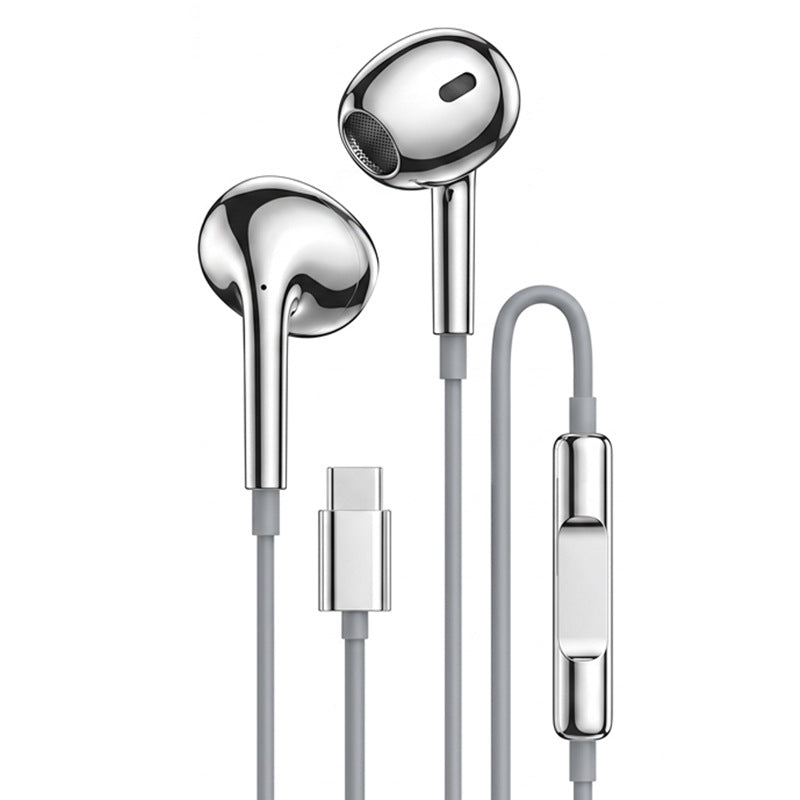 Electroplated Silver Glossy Wired Headphones
