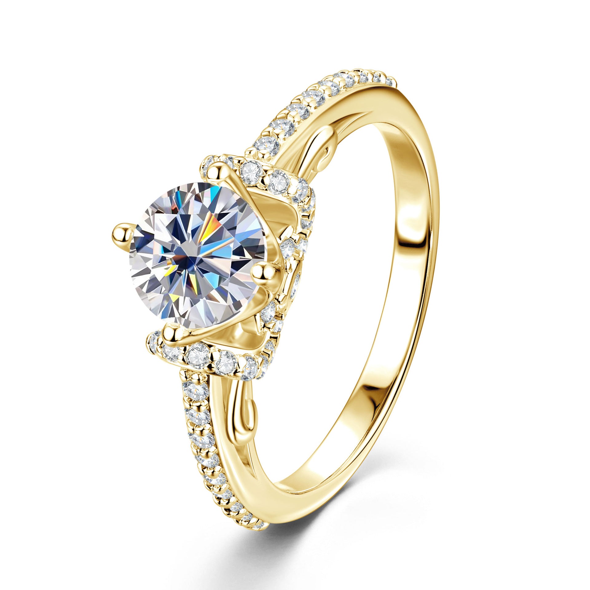 Elegant 14K Gold Plated Moissanite Ring
