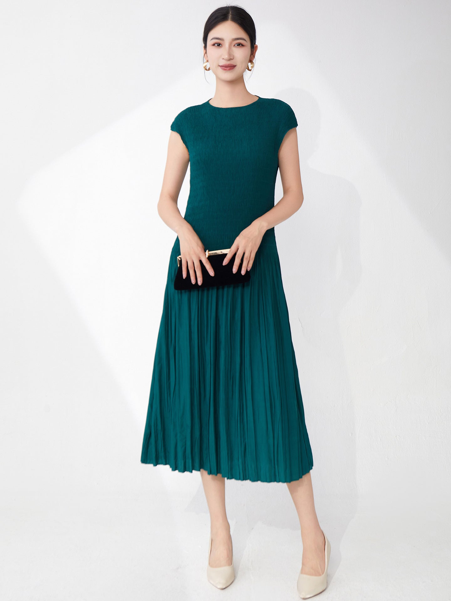 Elegant A-Line Pleated Dress for Women