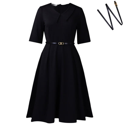 Elegant A-Line Women Dress with Belt