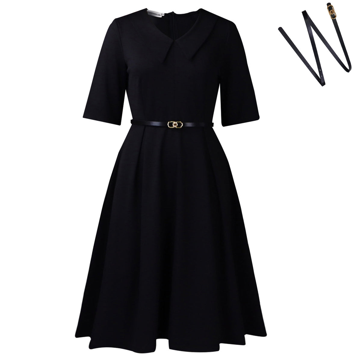 Elegant A-Line Women Dress with Belt