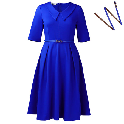 Elegant A-Line Women Dress with Belt