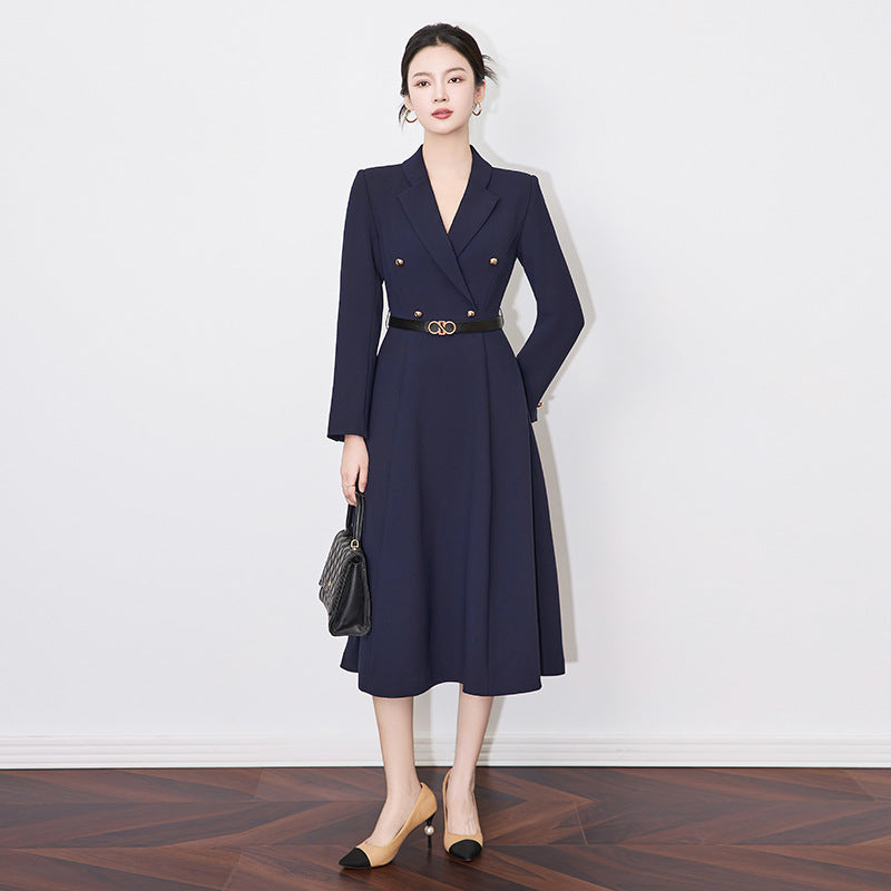Elegant A-Line Work Dress with High Waist