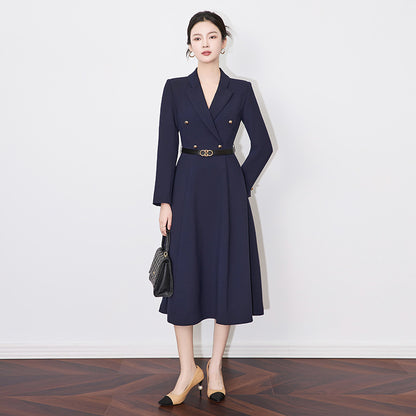 Elegant A-Line Work Dress with High Waist