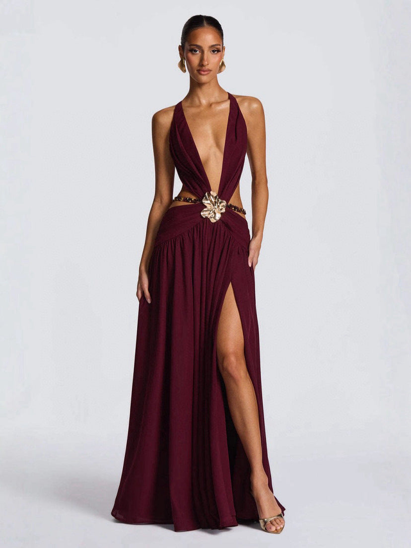 Elegant Backless Mesh Dress