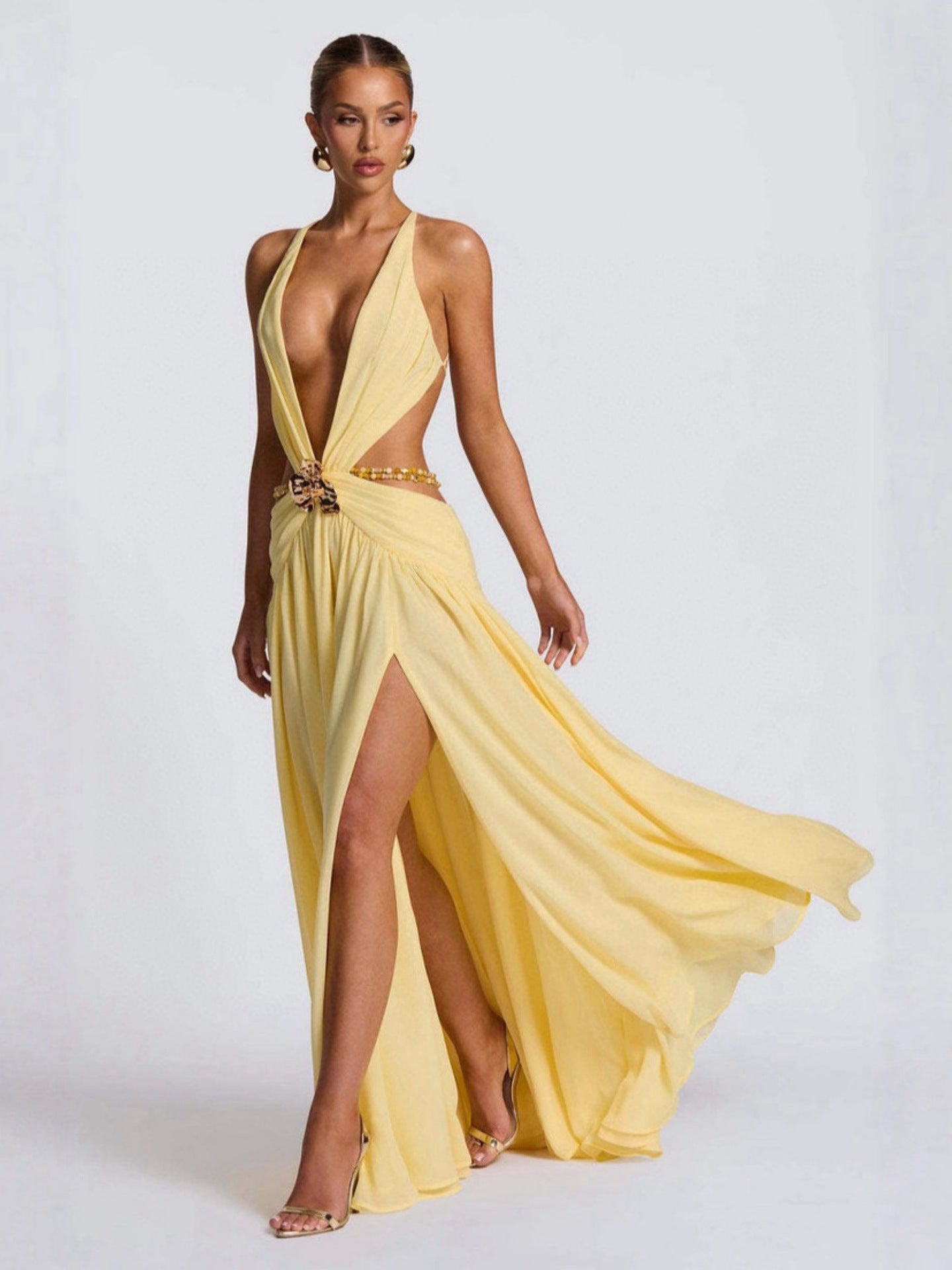Elegant Backless Mesh Dress