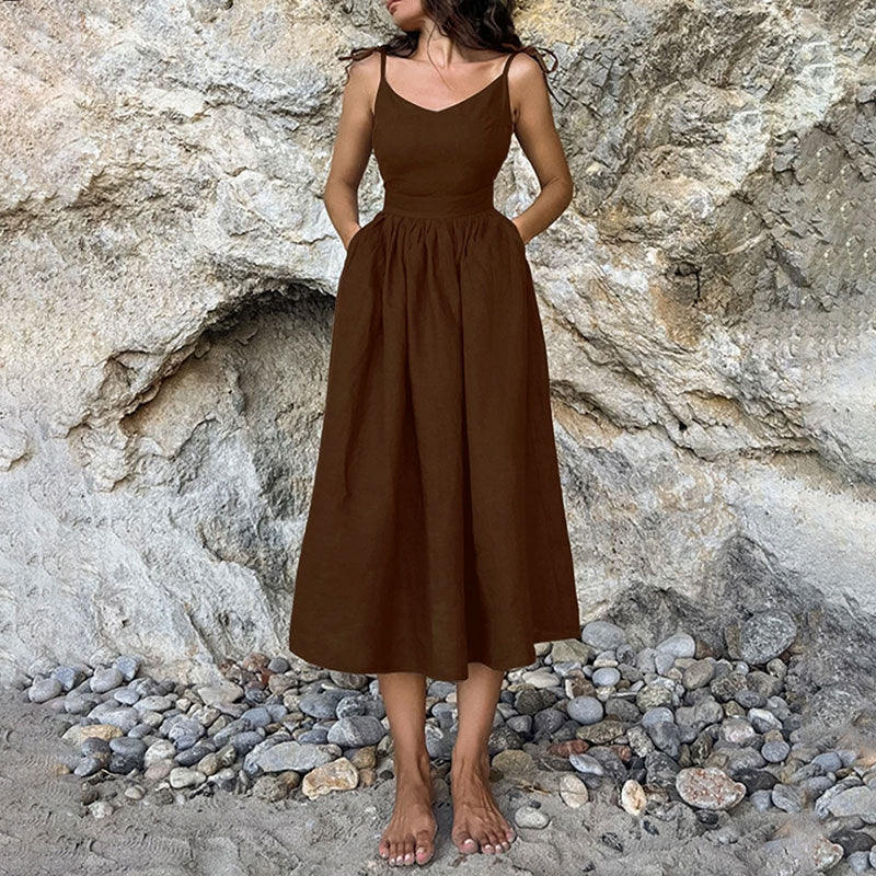Elegant Backless Spaghetti Strap Dress