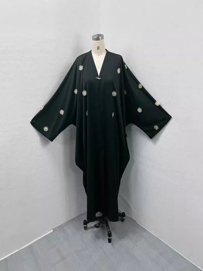 Elegant Bat-Sleeve Embroidered Cardigan Robe